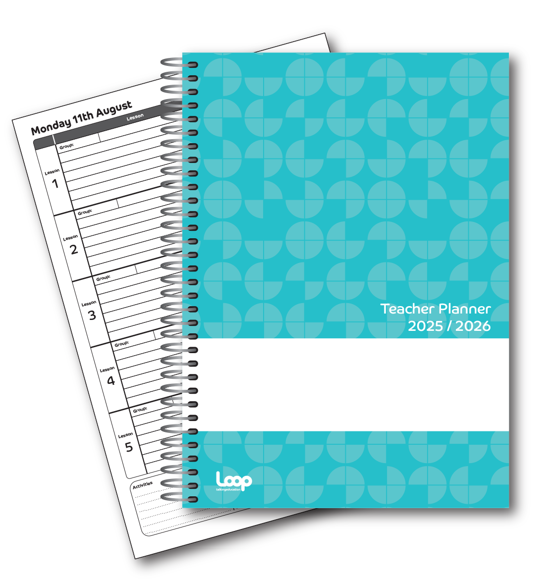 5 Lesson Dated Teacher Planner A5 size-AQUA