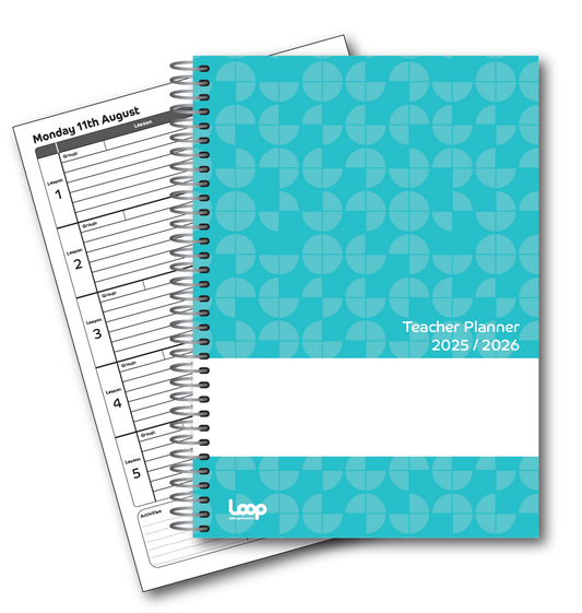 5 Lesson Dated Teacher Planner A5 size-AQUA
