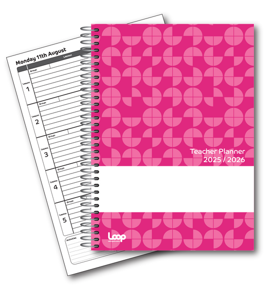 5 Lesson Dated Teacher Planner A5 size PINK