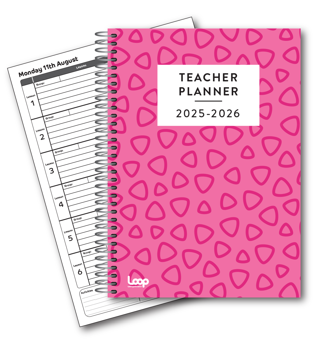6 Lesson Dated PINK Teacher Planner - A5 Size