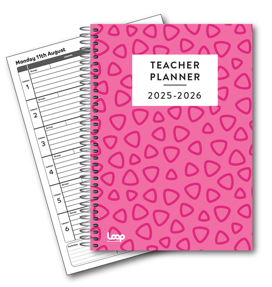 6 Lesson Dated PINK Teacher Planner - A5 Size