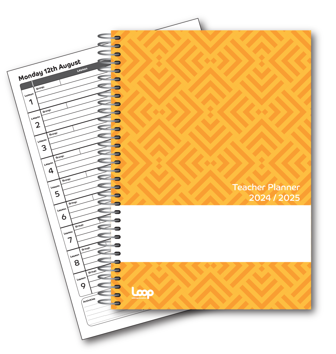 9 Lesson Dated Teacher Planner A5 size