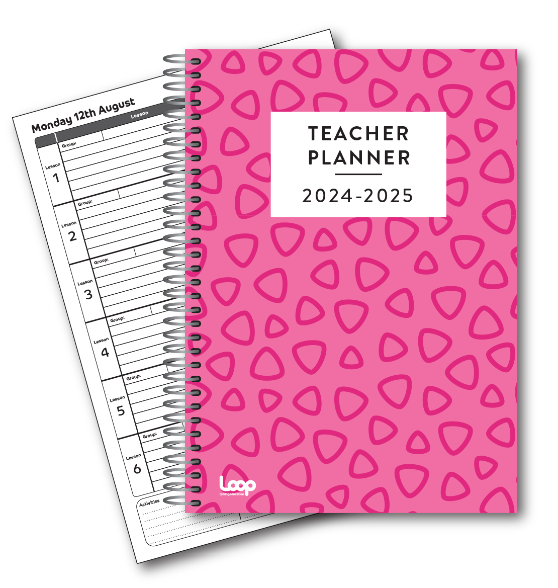 6 Lesson Dated PINK Teacher Planner-  A4 size
