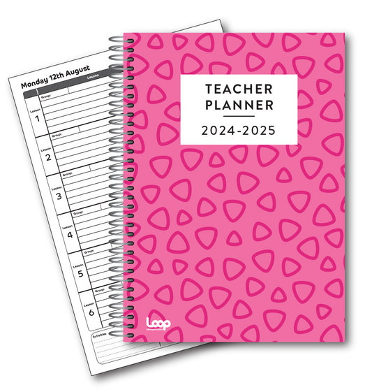 6 Lesson Dated PINK Teacher Planner-  A4 size